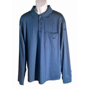 DULUTH TRADING CO. Men's Long Sleeve Button Up Polo Shirt Blue XL